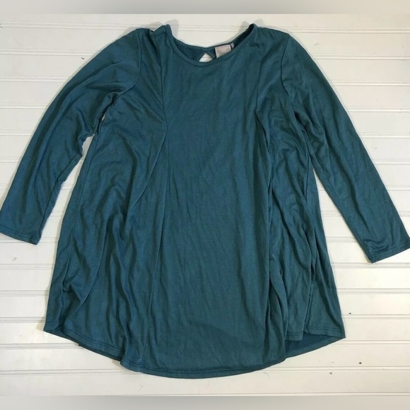 For All Seasons By Paper Crane Nordstrom Teal Keyhole Shirt Women Size Large - Picture 6 of 12